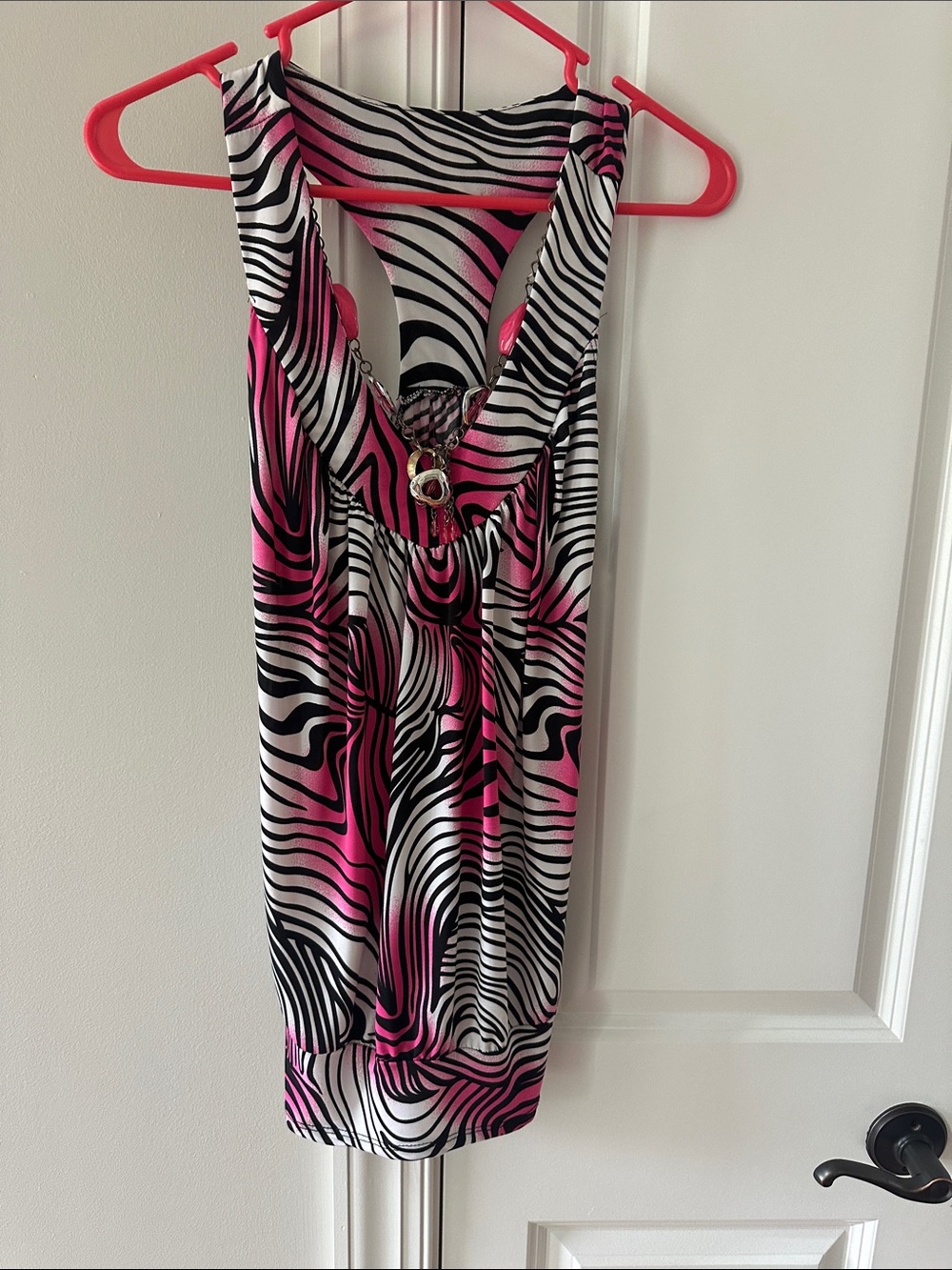 Vintage Pink and Black Zebra-Print Racerback Tank